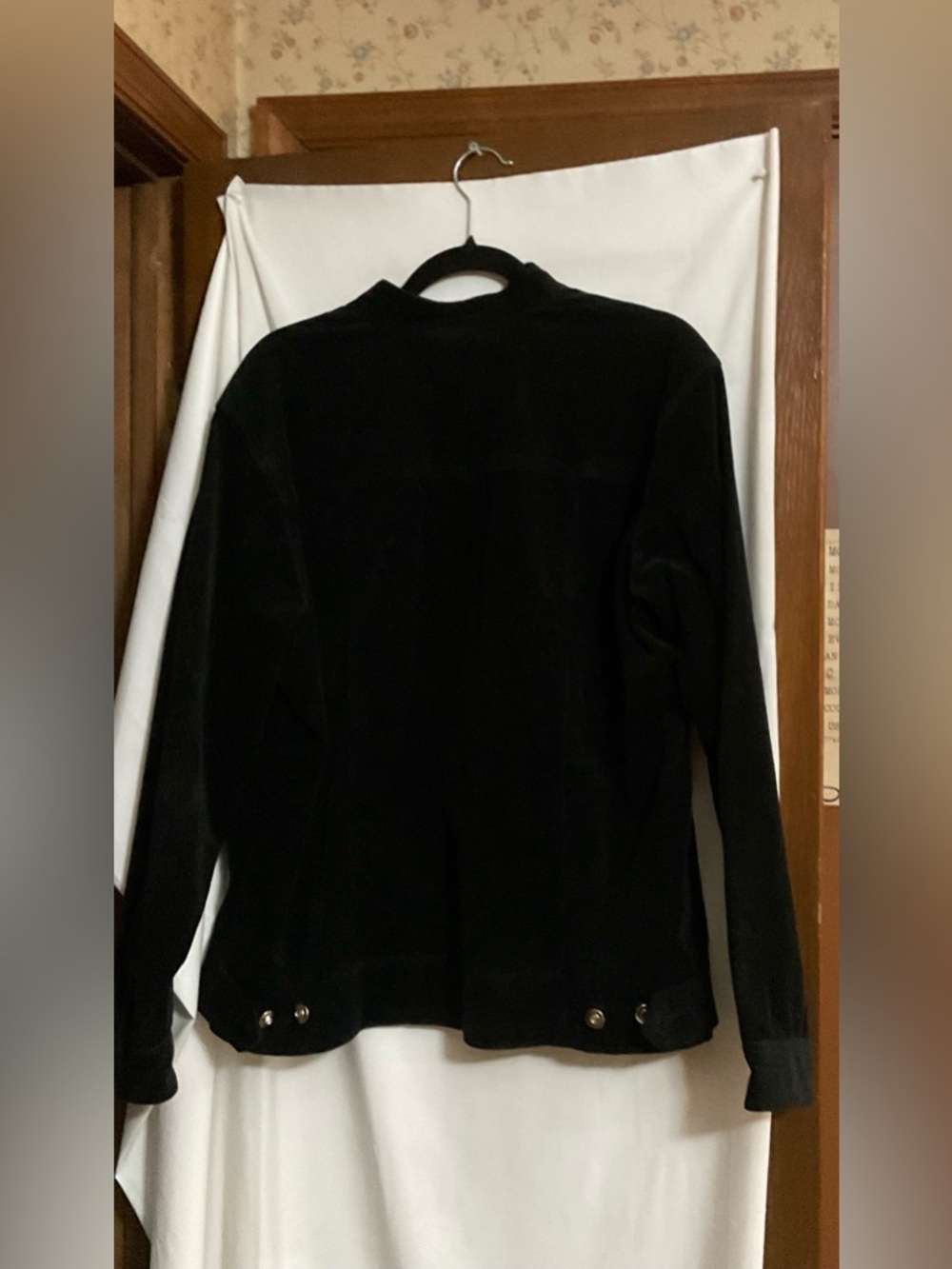Quacker Factory: black corduroy bedazzled/scattered rhinestones embellished coat - Picture 2 of 7